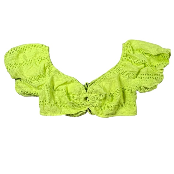 Wild Fable size Xl lime green Puff Short Sleeve Sweetheart Neck Tiny Top NWT - Picture 5 of 12